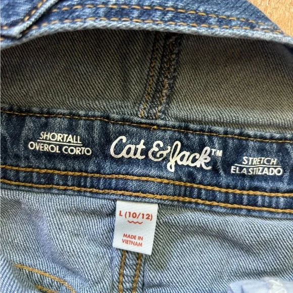 Cat & Jack Girls distressed overalls size L 10/12 - Picture 3 of 5